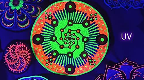Imzauberwald פסיכדלי מנדלה אמנות רקמה ~ 7,5 אינץ 'גואה טראנס LSD תיקון
