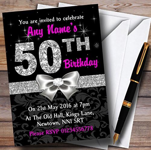 ורוד שחור כסף יהלום 50 מסיבת יום הולדת אישית הזמנות