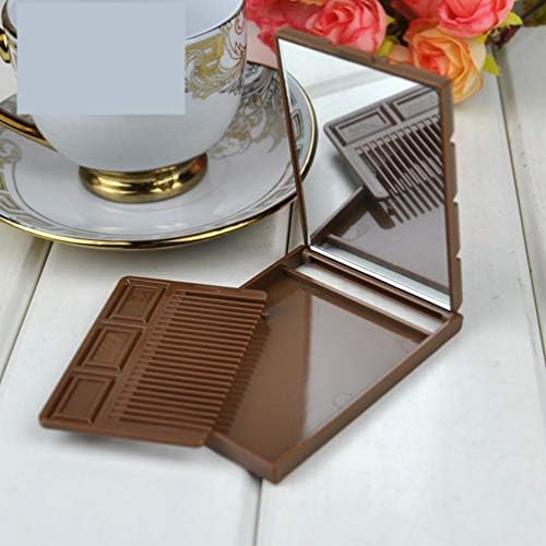 לורוז מתקפל מראה 2 יחידות קומפקטי מראה חמוד שוקולד בצורת איפור מראה עם מסרק פלסטיק כיס מראה