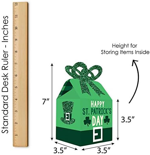 נקודה גדולה של אושר יום פטריק סנט פטריק - כיכר קופסאות מתנה - קופסאות קשת של יום הקדוש של יום סנט פטי - סט של 12
