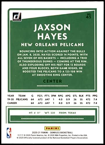 2020 דונרוס 43 Jaxson Hayes ניו אורלינס שקנאים NM/MT Pelicans