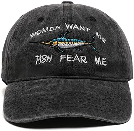 כובעי בייסבול לגברים נשים, רקום נשים רוצה לי דגי פחד לי רקמת מתכוונן נהג משאית כובע