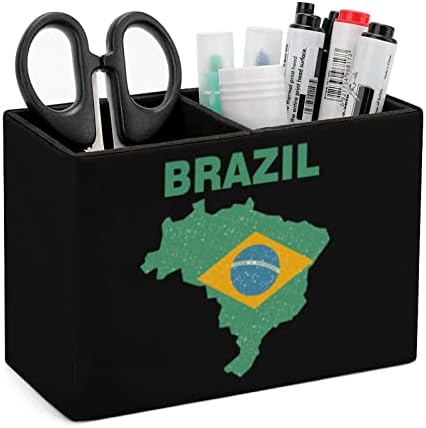 בציר דגל המפה של ברזיל עור מפוצל עיפרון מחזיקי תכליתי עט כוס מיכל דפוס מארגן שולחן עבור משרד בית