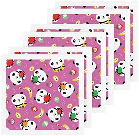 Kigai 6 Pack Kawaii Panda Washsloths - מגבות פנים רכות, מגבות כושר, איכות מלון וספא, מגבות אצבעות כותנה טהורות