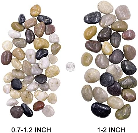 Yiszm 0.7-1.2 אינץ '5 קילוגרם ו 1-2 אינץ' 5 קילוגרמים בצבע מעורב סלעי נהר, חלוקי נחל טבעיים לצמחים מקורה, אבנים