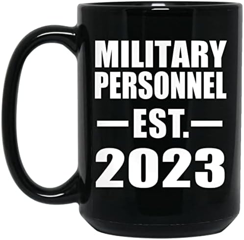 אנשי צבא מעוצבים הוקמו אסט. 2023, 15 עוז שחור קפה ספל קרמיקה תה-כוס כלי שתייה עם ידית, מתנות ליום הולדת יום