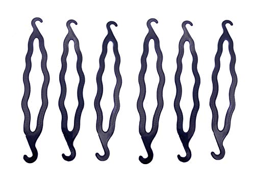 6 יחידות יצרנית לחמניות פלסטיק שחור מסלסל כפול וו שיער סטיילינג סיכות שיער עקומות סופגנייה לחמנית שיער