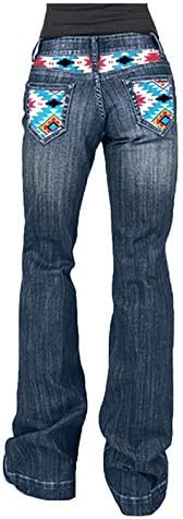 מכנסי ג'ינס מזדמנים של נשים עם כיסים אתלטי פלוס בגודל גודל דפוס מותניים נמוכים כפתור מכנסי ג'ינס