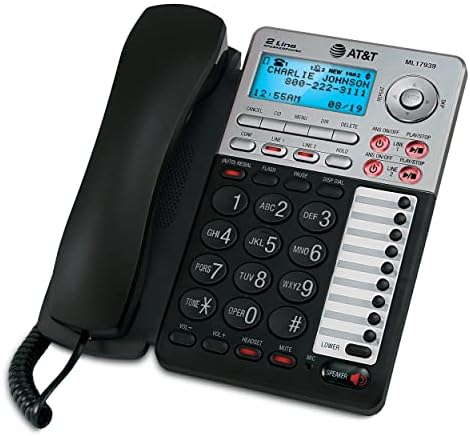 ב & מגבר; מל 17939 2-קו פתול טלפון עם דיגיטלי מענה מערכת שיחה מזוהה / שיחה ממתינה, שחור / כסף