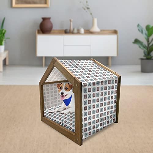 בית כלבים מעץ מעגל גיאומטרי אמבסון, הדפסת מודל קשת אופקית מעגלית פנימית מעוותת, מלונה ניידת לכלבים