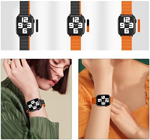 ALADRS שיפור פס שעון מגנטי עבור Apple Watch 38 ממ 40 ממ 41 ממ 42 ממ 44 ממ 45 ממ 49 ממ, רצועת ספורט סיליקון מתכווננת