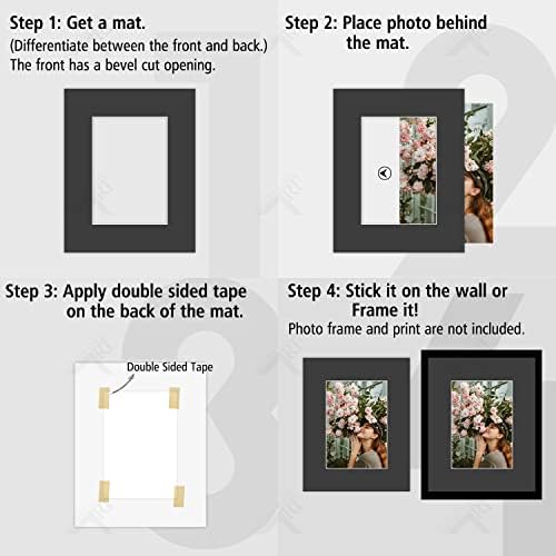 חבילת אמנות גולדן סטייט של 50, מחצלת תמונה שחורה ללא חומצה 8 על 10 עבור תמונה 5 על 7 עם מאט מסגרת חיתוך פוע