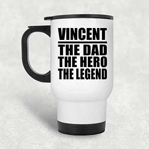מעצב את וינסנט האבא הגיבור האגדה, ספל נסיעות לבן 14oz כוס מבודד מפלדת אל חלד, מתנות ליום הולדת יום הולדת