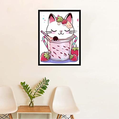 Skryuie DIY 5D ציור יהלום לפי ערכות מספרים חיה, יהלום אמנות תות חתול רקמה קריסטל תפר חוצה אמנות קיר