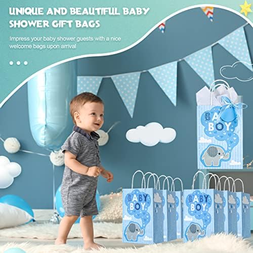 24 סט קטן שקיות מתנה עבור תינוק מקלחות עם רקמות נייר סרטי תג 8.27 אינץ תינוק ילד מתנת שקיות מין