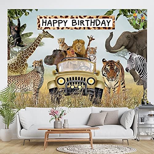 טיקואניקואה 7 + 5 רגל ג ' ונגל בעלי חיים יום הולדת שמח רקע אפריקה בעלי חיים ספארי בעלי חיים
