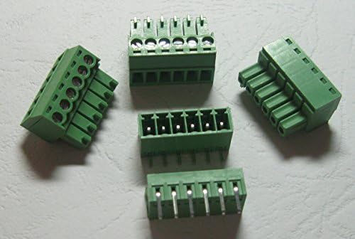 15 יחידות זווית 6 פינים/דרך המגרש 3.81 ממ בורג מסוף בלוק מחבר ירוק צבע נתקעים סוג עם זווית פין