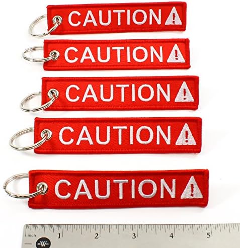 תגי בטיחות שרשרת מפתח זהירות גודל אדום לבן: 1 אינץ 'כמות: 5 חבילה - מאת Rotary13B1