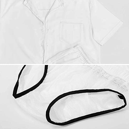 מעיל הנשק של גברים בנין 2 חלקים הוואי סט מכפתור חולצות שרוול קצר מכנסי חוף מכנסיים רופפים טייס אימונית