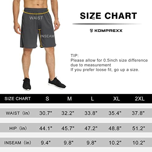 Komprexx Mens Walocation מכנסיים קצרים 9 , 3 אריזות מהירות כושר יבש מהיר אימונים עם כיס עם כיס