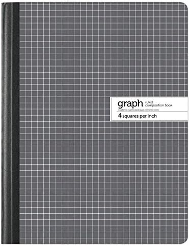 ספר קומפוזיציה של גרף 1intheOffice, 9.75 x 7.5 מחברת נייר גרף, 100 גיליונות 2 חבילה