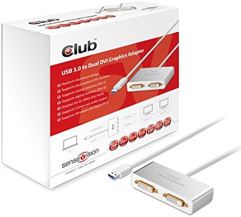 Club3D CSV-2602 USB 3.0 ל- HDMI מתאם גרפיקה עם כרטיסי גרפיקה של 3x USB, כסף, כסף