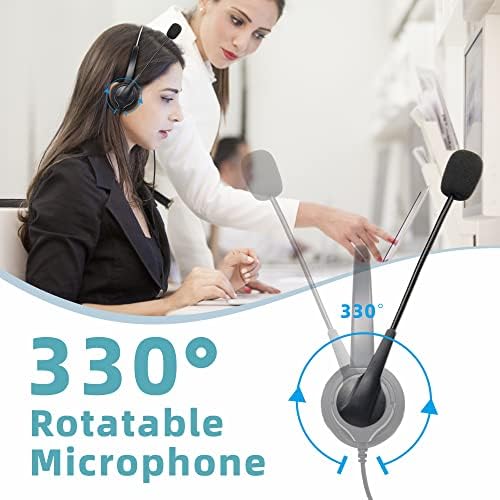 אוזניות טלפון 2.5 מ מ סוויפדו עם מיקרופון מבטל רעשים, אוזניות טלפון לטלפונים משרדיים, אוזניות קוויות