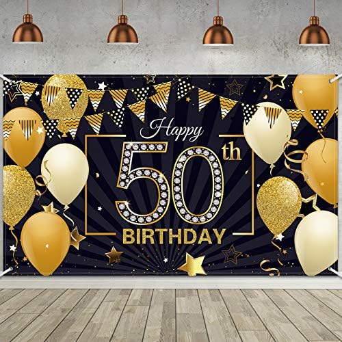 רקע יום הולדת 50 שמח בד גדול זהב שחור 50 שנה יום הולדת סימן באנר תא צילום צילום רקע עם חבל