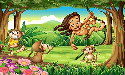 יער קוף רקע לקישוטי מסיבה, ספארי ג ' ונגל רקע תמונה, טרזן נושא תינוק מקלחת באנר , תא צילום סטודיו