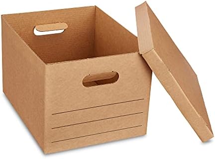 יסודות אמזון קופסאות נעות קטנות עם מכסה וידיות - 15 על 10 על 12 אינץ', 20 חבילות