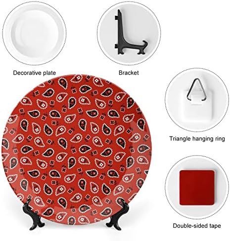 אדום בנדנה עצם מותאמת אישית סין בהתאמה אישית צלחות דקורטיביות קרמיקה ביתי צלחת עגולה ביתית עם עמדת תצוגה 6