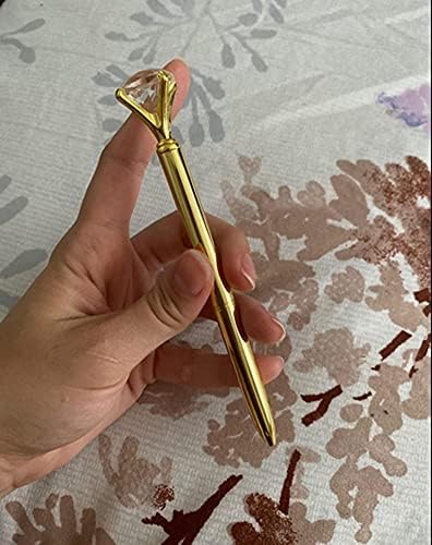 6 חתיכות גדול קריסטל יהלומי עטים זהב מתכת כדורי עטים & מגבר; 3 חתיכות כדורי עט מילוי שחור דיו