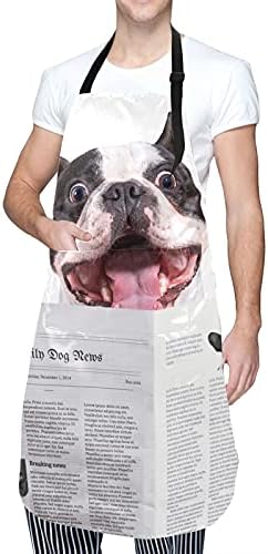 כלבים קריאת עיתון או מגזין סינר נשים עם כיסים קריאת כלבים עיתון או מגזין עניבה מתכווננת עם כיסים