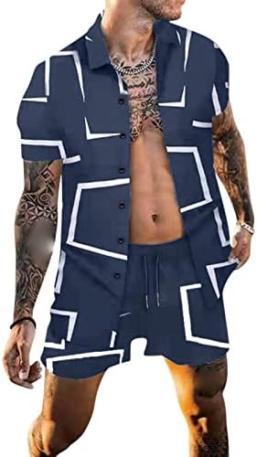 תלבושות אימוניות 2 חלקים לגברים כפתור חולצה בהוואי פרחונית ותפאורות קצרות אופנה בגדי ספורט ספורטיביים