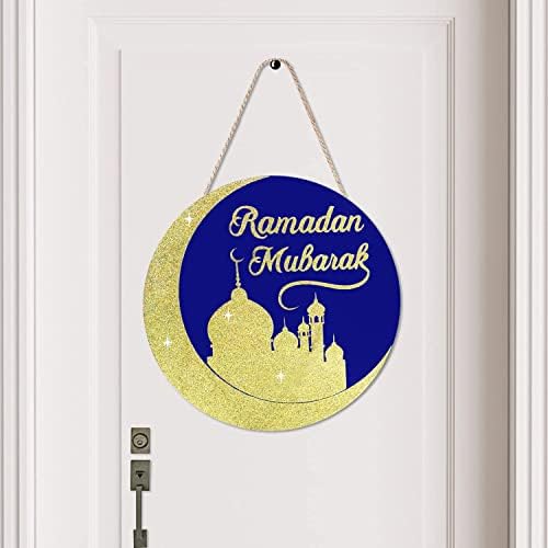 Ahzemepinyo Eid Mubarak עץ תלייה שלט מסגדים תלויים קישוט נצנצים רמדאן דלת MUBARAK דלתות שלט לחדר