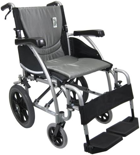 קרמן תחבורה כיסא גלגלים עם לוויה בלמים, 18 מושב 14 אחורי גלגלים, כסף מסגרת