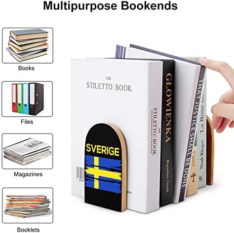 שוודיה שוודיה שוודי דגל עץ תומכי ספרים ללא החלקה ספר עומד ספר בעל ספר מסתיים תומך מדף ספרים