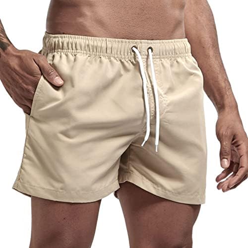 מכנסי חדר כושר של Ozmmyan Men מכנסיים נושמים של שלוש נקודות מכנסי חוף מכנסיים קצרים ספורט מכנסי שרוך