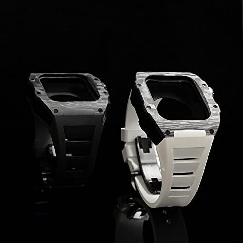 ערכת רצועת סגסוגת סיבי פחמן יוקרתית של Vevel Set for Apple Watch Series 8, 45 ממ פס גומייה DIY DIY Wezel Chovification