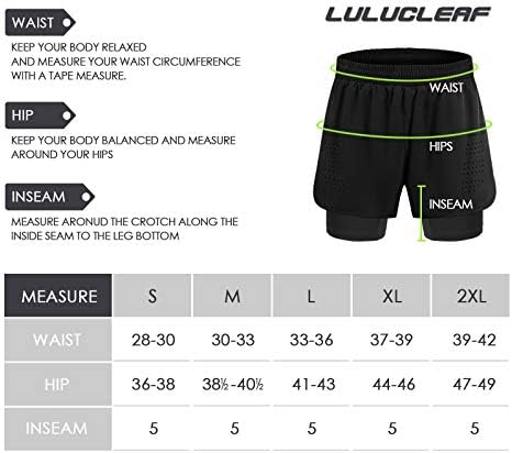 Lulucleaf Running מכנסיים קצרים לגברים עם Mens Mens 2 ב 1 מכנסי יוגה אתלטית אימון