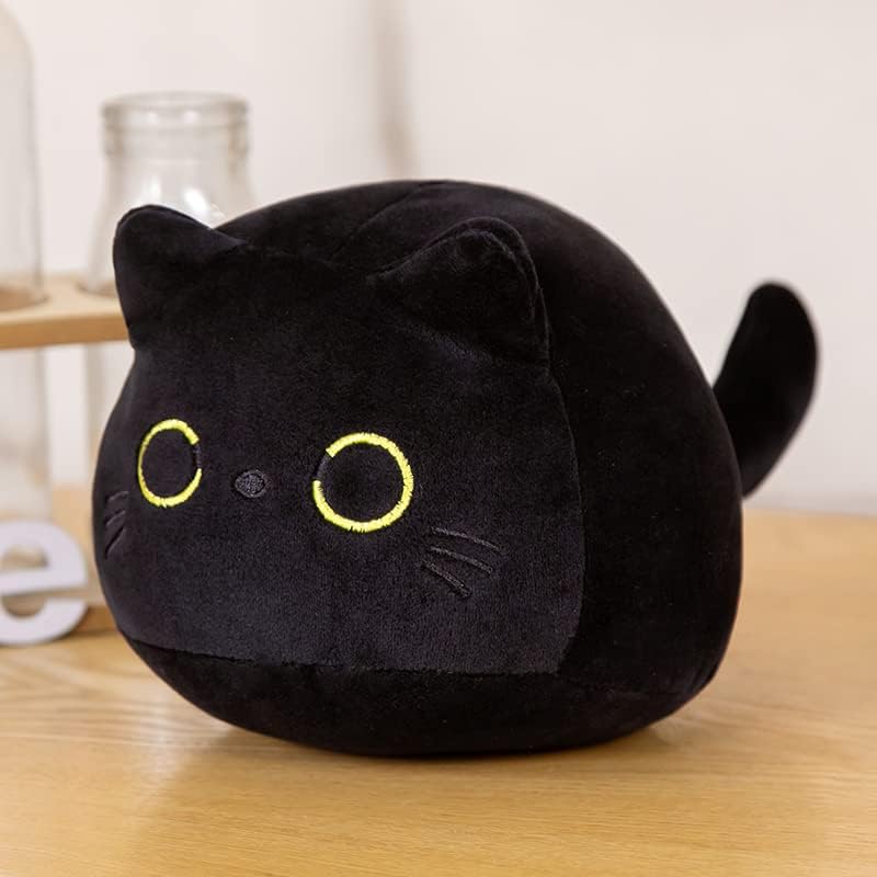 קטיפות חתול Squishmallow, חתול שחור קטיפה בעלי חיים ממולאים רכים כרית חתול כרית עיצוב כרית ספה, מחבקת