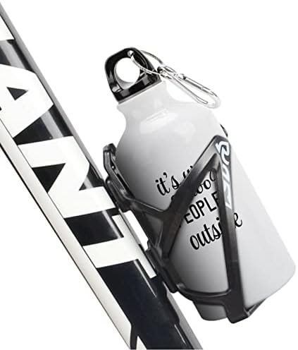 בקבוק מים ספורט נירוסטה מצחיק זה יותר מדי אנשים מחוץ לבקבוק מים ספורט מבודד עם קליפ קרבינר, 20 גרם, לבן