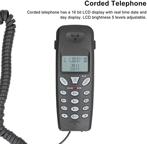 טלפון כבלים, בן 16 סיביות לתצוגה LCD טלפון חוטי טלפון חוטי עם פונקציית הפסקה מחדש עם FSK, מזהה מתקשר DTMF