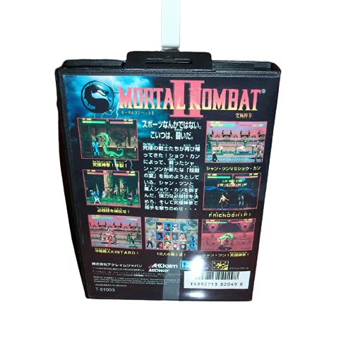 Aditi Mortal Kombat 2 כיסוי יפן עם קופסה ומדריך למגמה MD Megadrive Genesis Console Console 16 bit MD