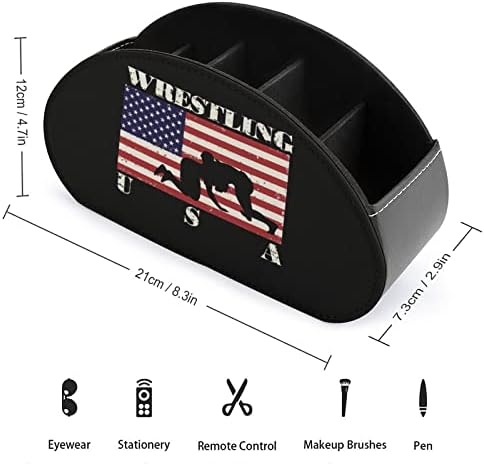 היאבקות אמריקאי דגל שלט רחוק מחזיק עט תיבת עור מפוצל מרחוק נושא כלים דקורטיבי שולחן אחסון ארגונית מיכל