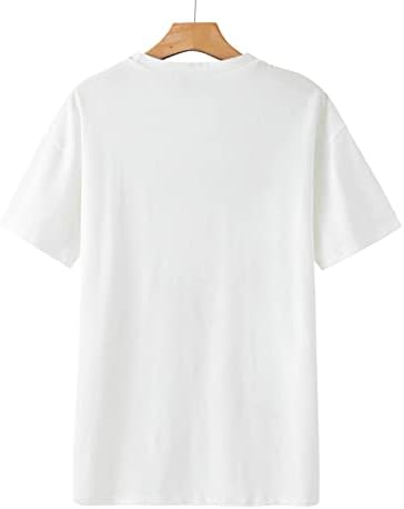 חולצת טשס עליונה של שרוול קצר לנשים סתיו קיץ צבע נוחות 2023 בגדים צוות צוואר טרקלין גרפי חולצת טשט צנועה