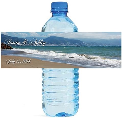 100 נושא חוף תוויות בקבוק מים חתונה כלה 8 x2
