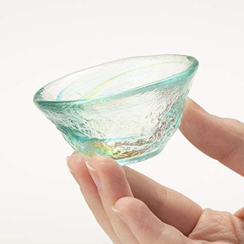 東洋 佐々 木 ガラス Toyo Sasaki Glass 42093 זכוכית סאקה קרה, זכוכית יפנית, ירוק, בערך. 1.5 פלורידה, חבילה