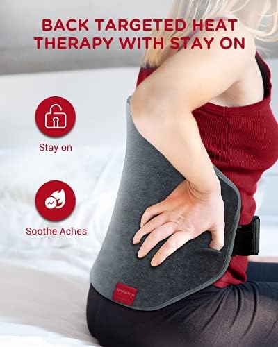 כרית חימום משודרגת להקלה על כאבי גב, Comfytemp XL עטיפת גב מחוממת חשמלית עם רצועה, 9 הגדרות חום, 5 אוטומטיות,