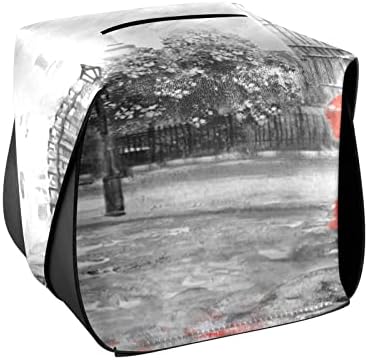 לונדון BIG BEN רקמות קופסא מכסה מחזיק קופסת רקמות עור מלבני עם מתקן רקמות פנים ידית לעומדי לילה שולחני
